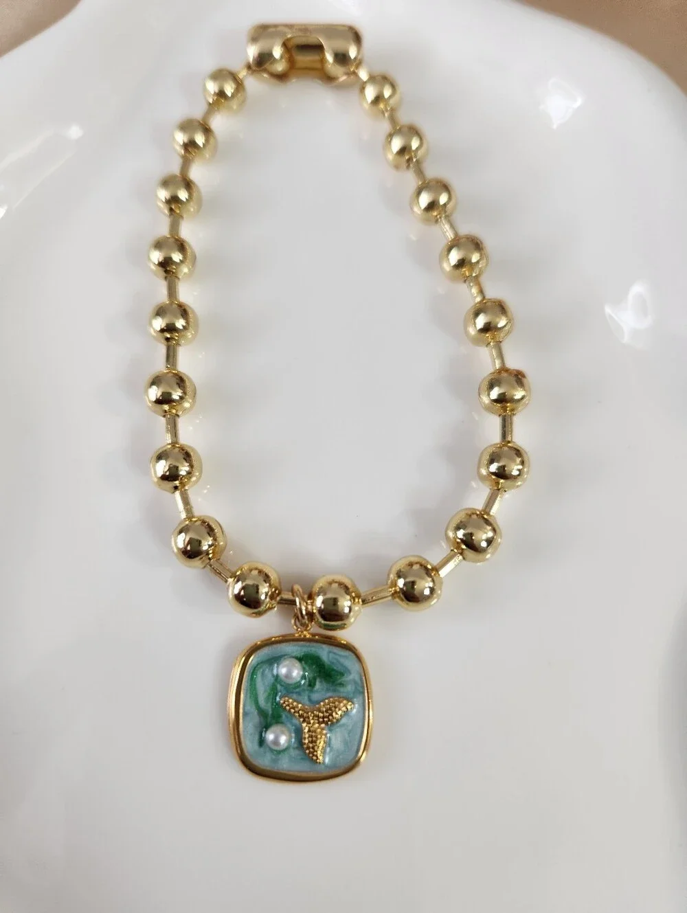 Fish Tail Charm Ball Chain Bracelet